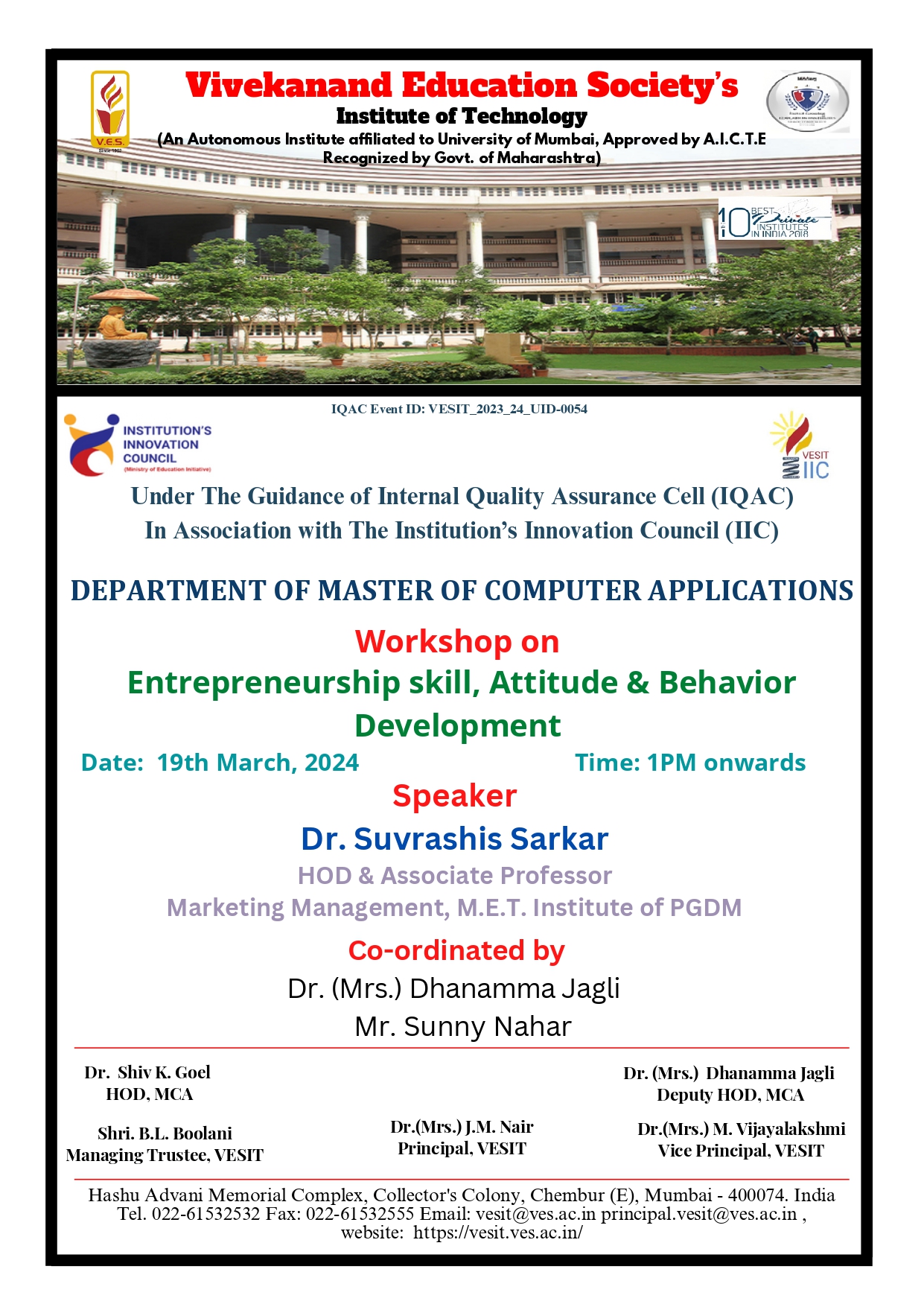 Workshop on Entrepreneurship skill, Attitude & Behavior Development